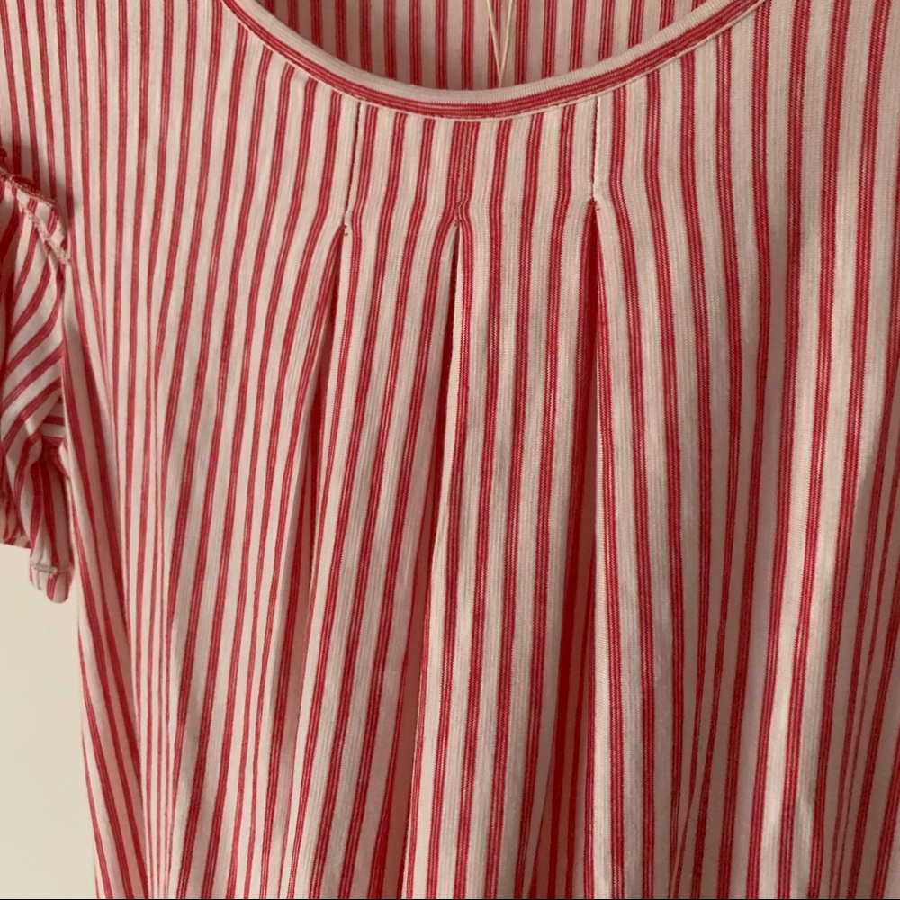 NWT Max Studio | Red & White Ruffle Sleeve Top - Picture 3 of 9